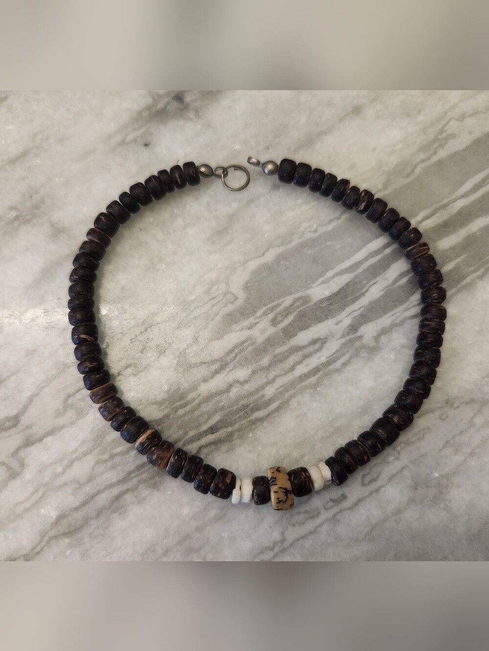 Handcrafted Coconut Shell Bead Anklet, 9 Inches